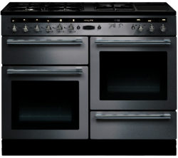 RANGEMASTER  Hi-Lite 110 Dual Fuel Range Cooker - Stainless Steel & Chrome